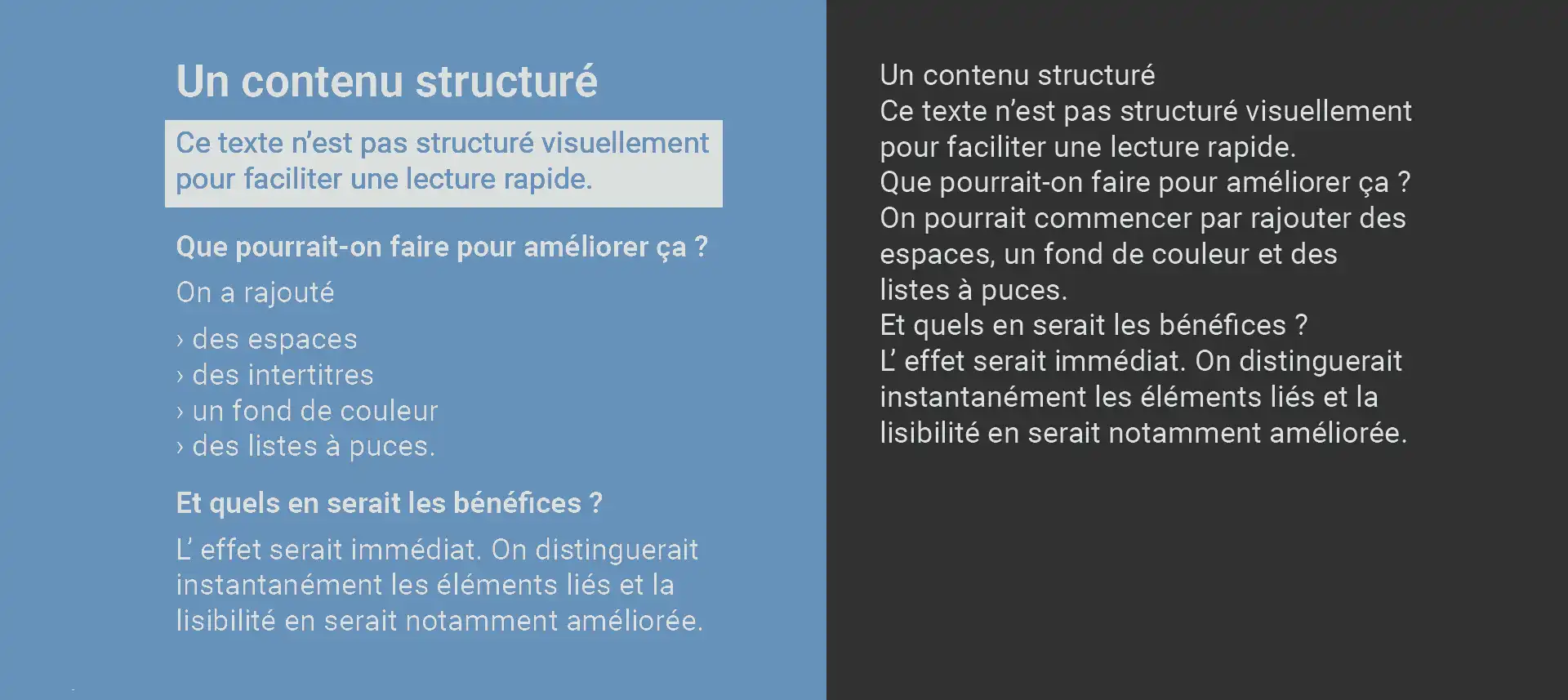 structure du contenu - scannabilité