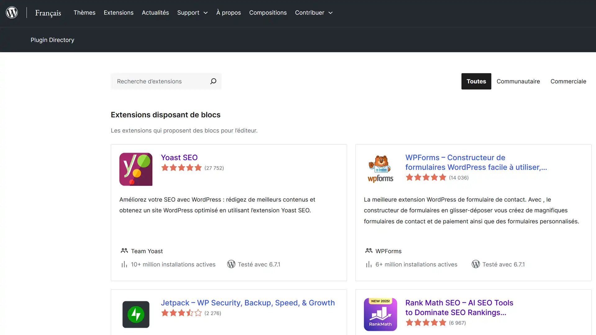 meilleures extensions WordPress