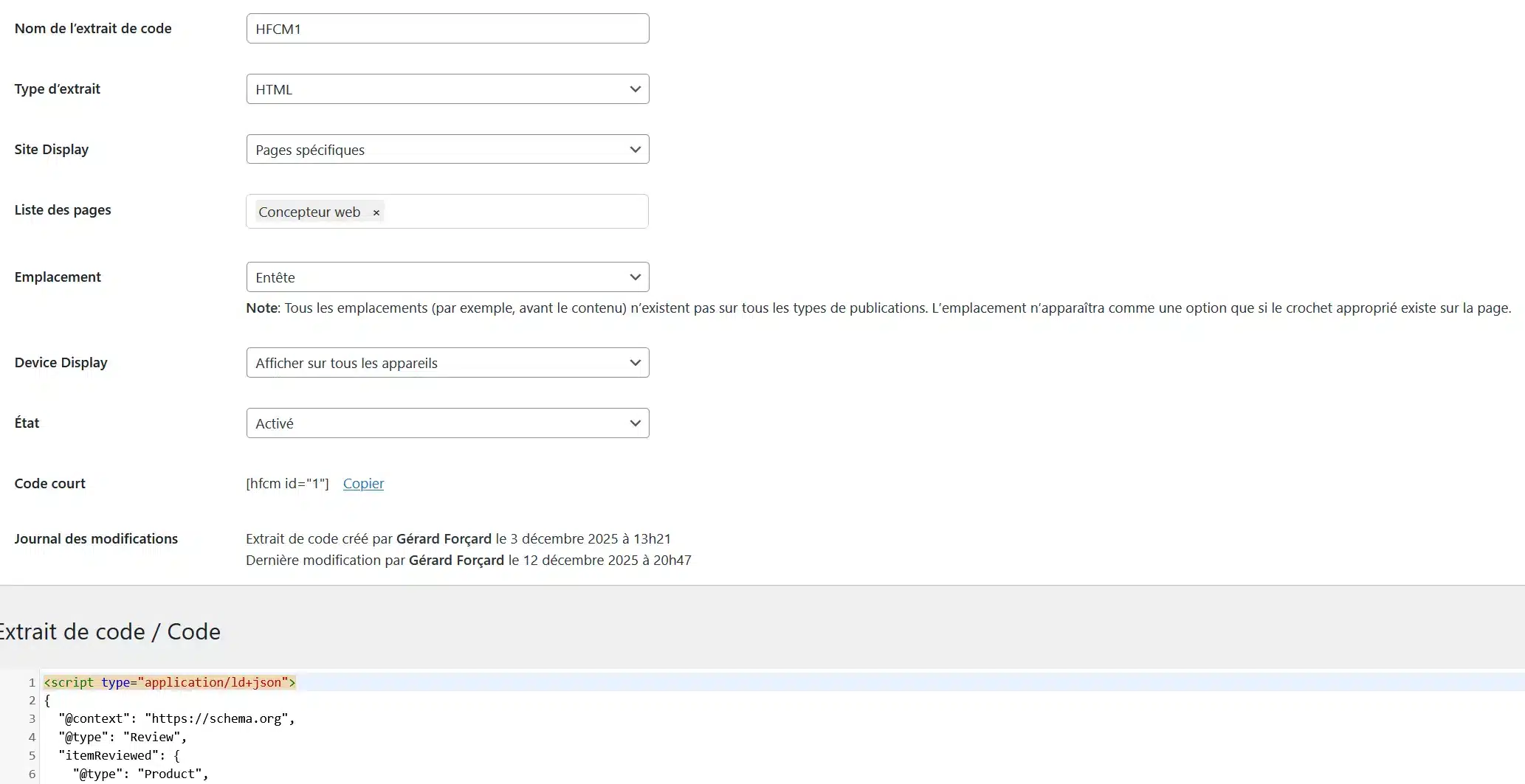 header footer code manager