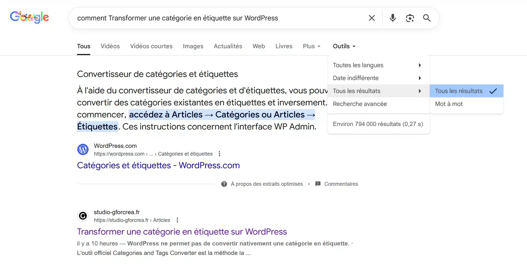 Transformer une catégorie en étiquette sur WordPress - positionnement SEO
