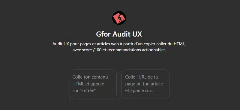 écran d'accueil chatgpt-gfor-audit-ux