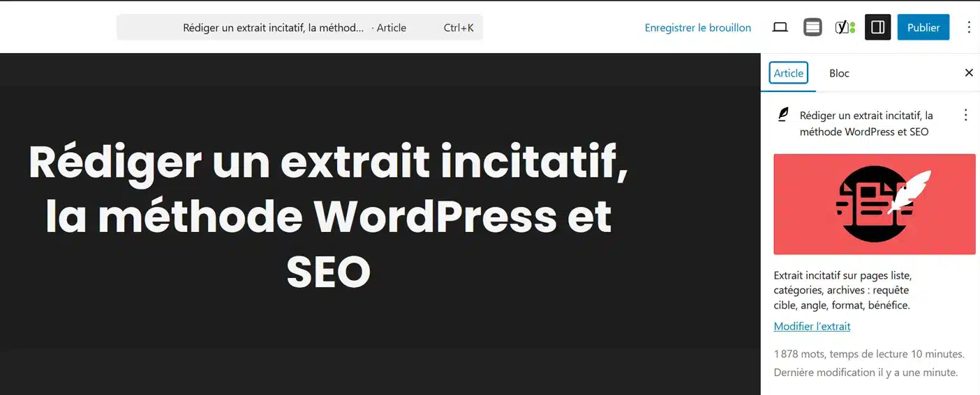 incitatif, réglages de la publication