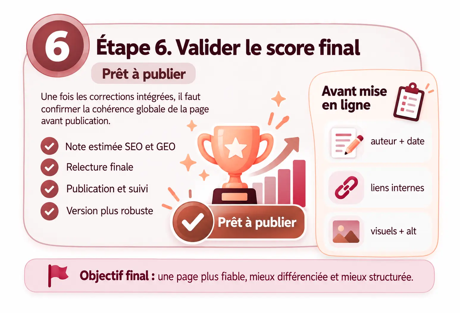 Étape 6. Vérifier la version finale avant mise en ligne et organiser son suivi.