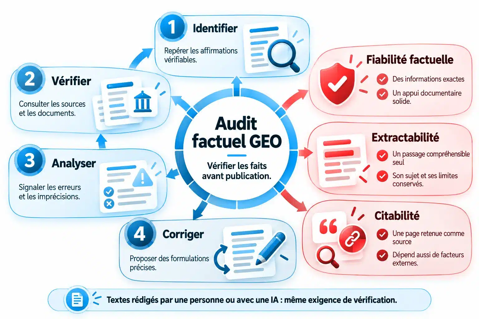 Comprendre le rôle de l’audit factuel dans le GEO : définir l’audit factuel GEO et distinguer fiabilité, extractabilité et citabilité
